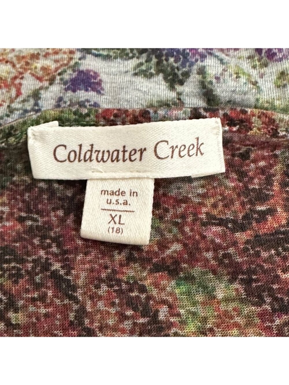 Coldwater Creek XL Sleeveless Dark Floral Lace Trim Top Boho Fairy Made In USA - Picture 4 of 8